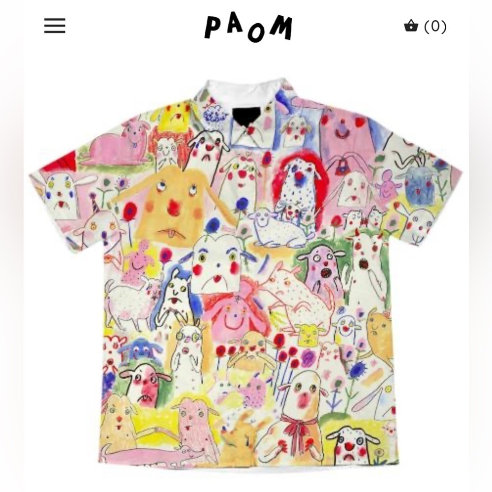 PAOM Dogs Abstract Button Down Shirt Size XL All Over Print